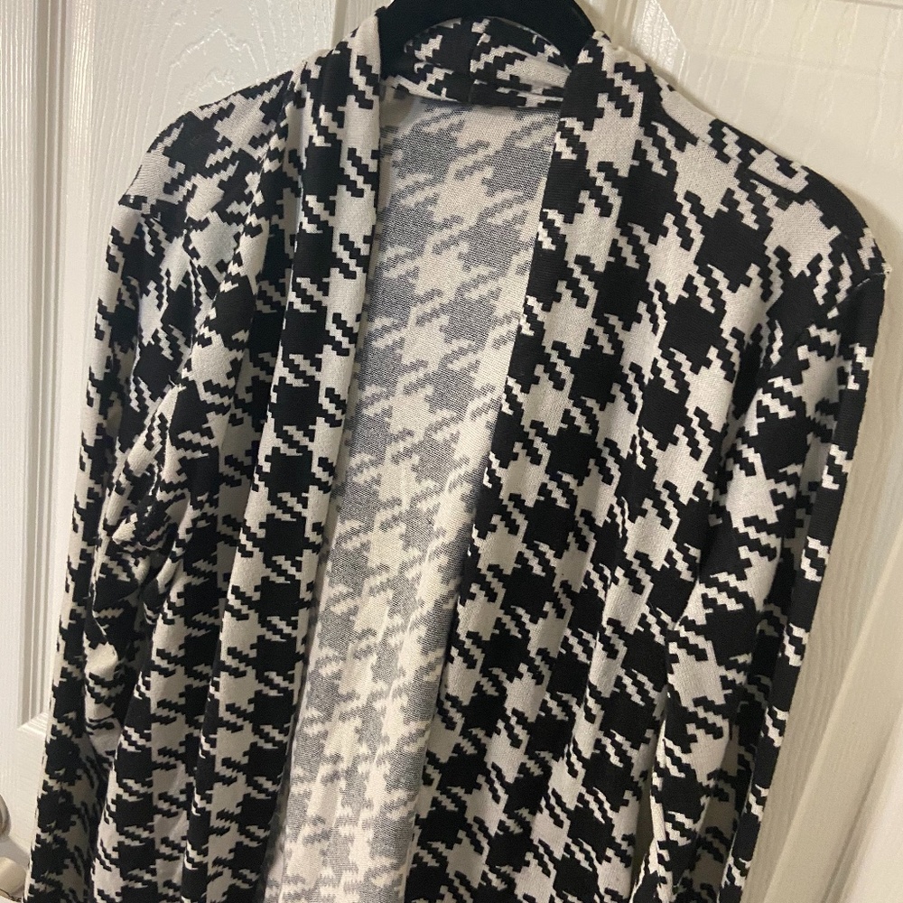 Houndstooth Casual Cotton Blazer Black and White